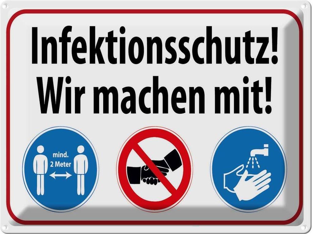 vianmo Blechschild 30x40 cm Infektionsschutz wir machen mit Produktbild 