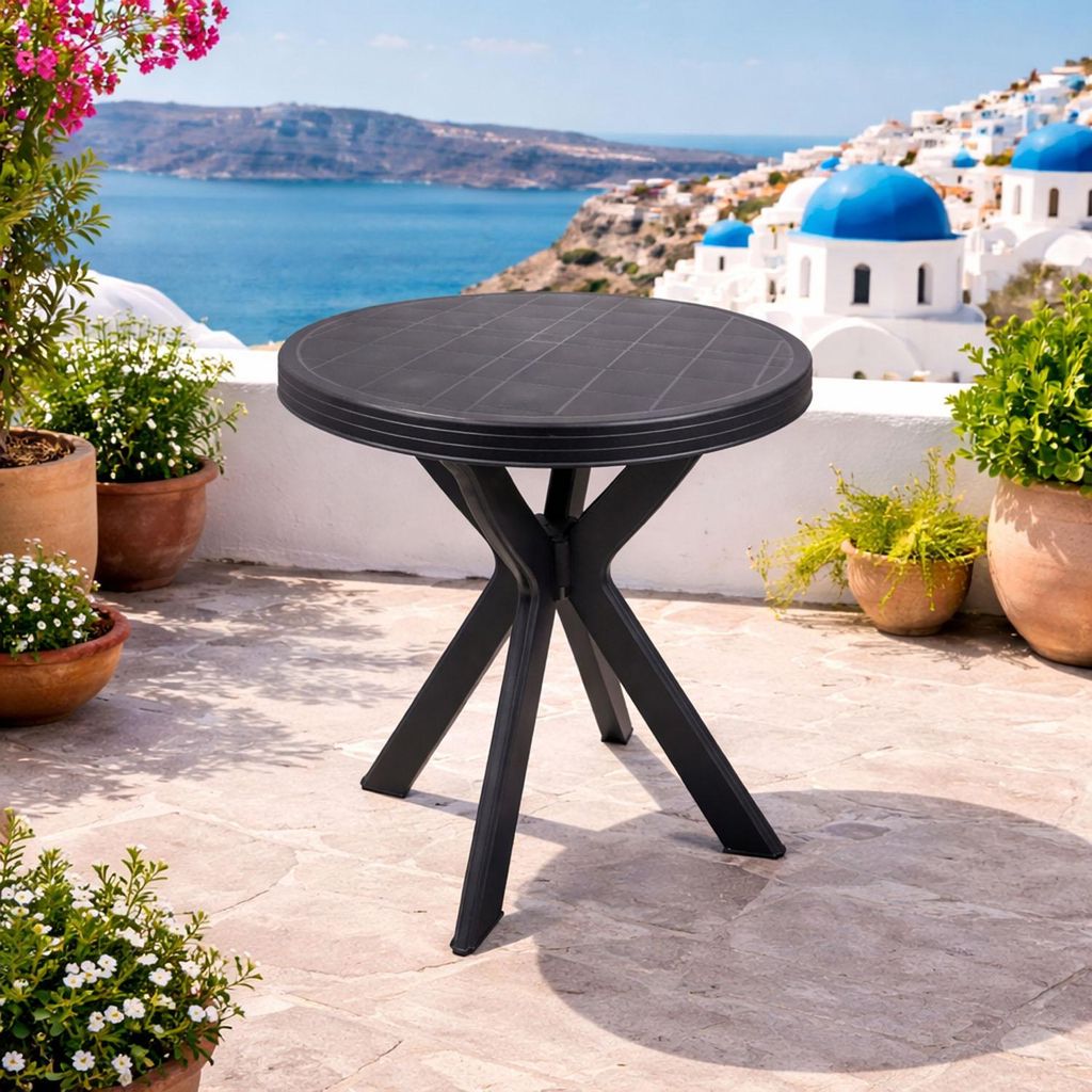 Gartentisch Balkontisch Bistrotisch Tisch rund Anthrazit Ø70xH72cm