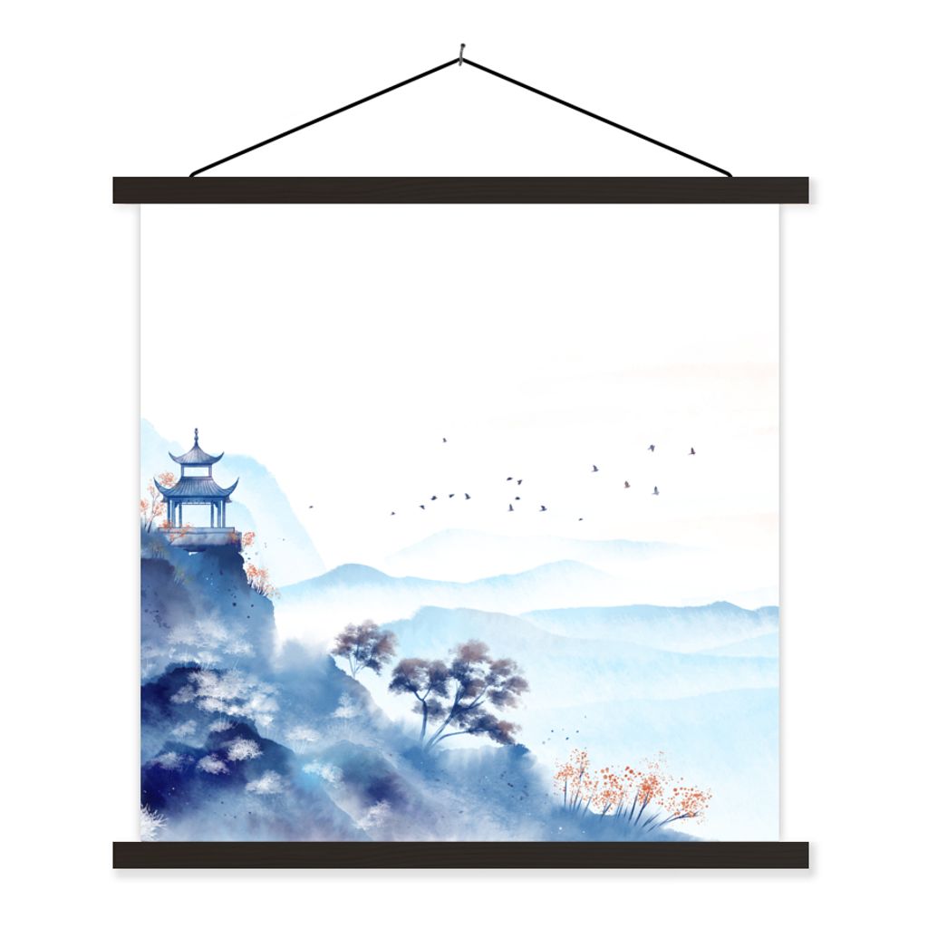 MuchoWow Textilposter Malerei - Ölfarbe - Natur 60x60 cm mit schwarzem Rahmen - Posteraufhänger