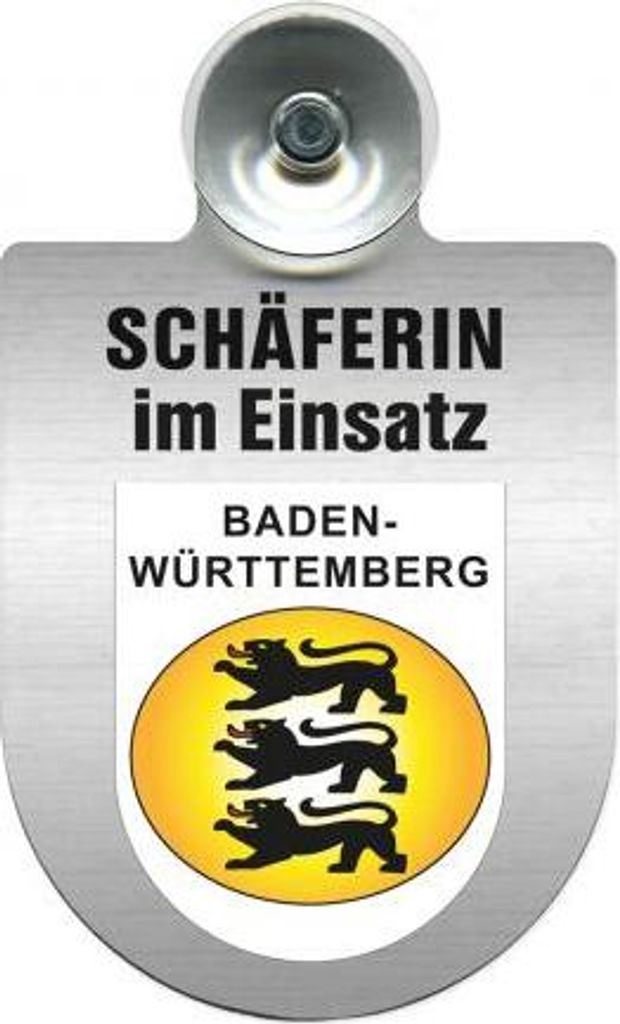 Einsatzschild Windschutzscheibe incl. Saugnapf - Schäferin im Einsatz - 309459 - incl. Regionen nach Wahl Color - Region Baden-Württemberg