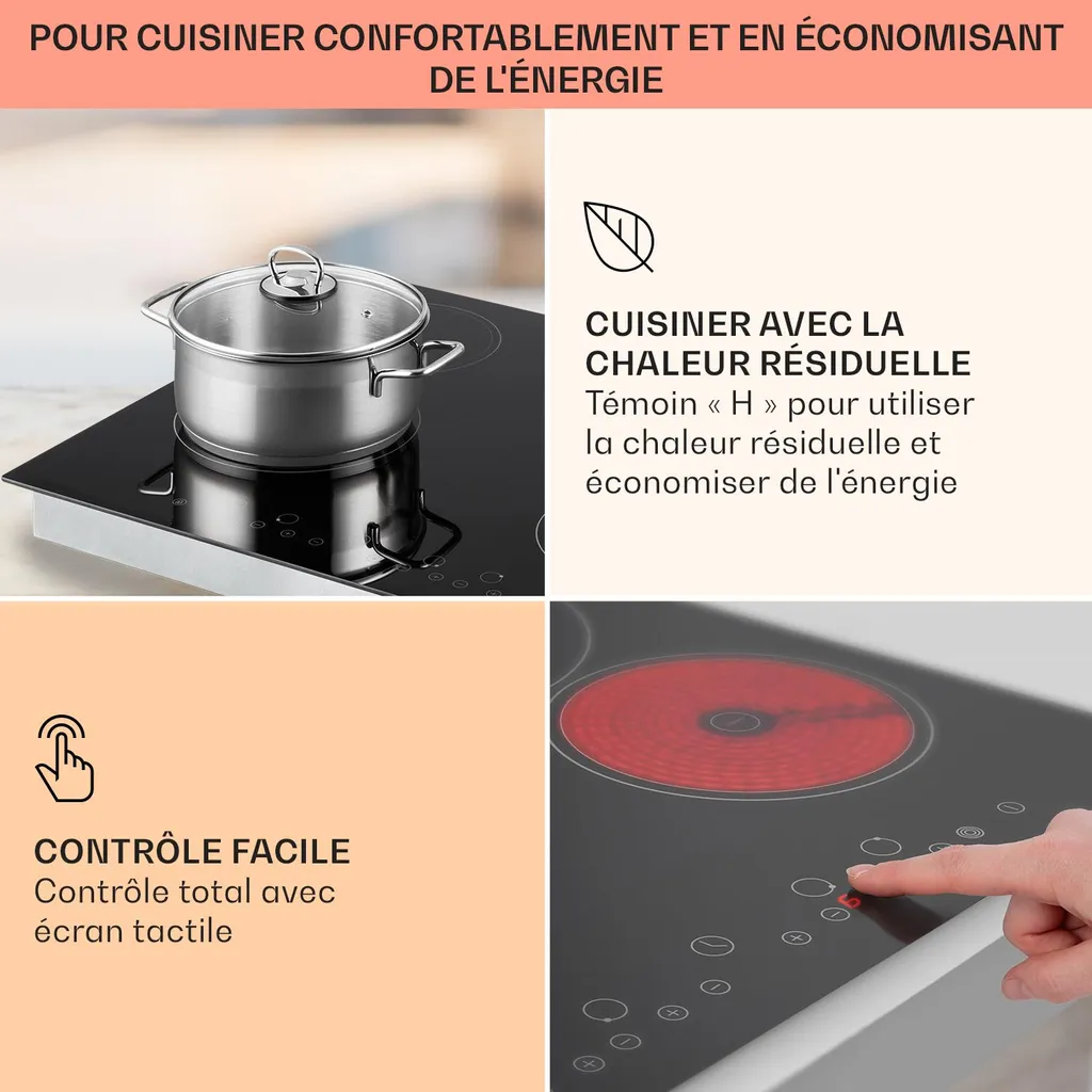 Plaque de Cuisson Vitrocéramique 6500W Inox : Cuisson Rapide et Propre - 4