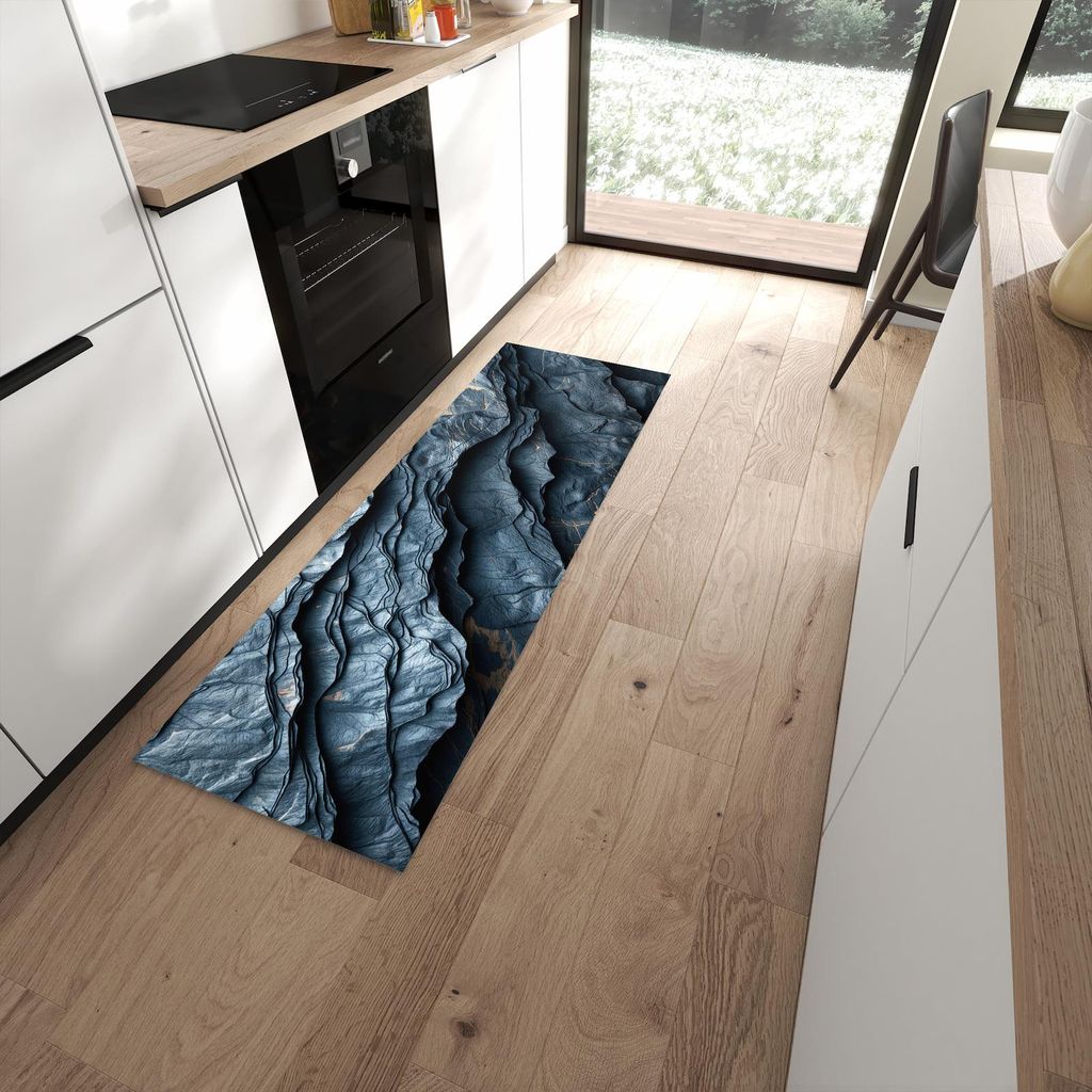 Küchenteppich 60x180cm rutschfest & abwischbar PVC Läufer - Gefaltete Texturen
