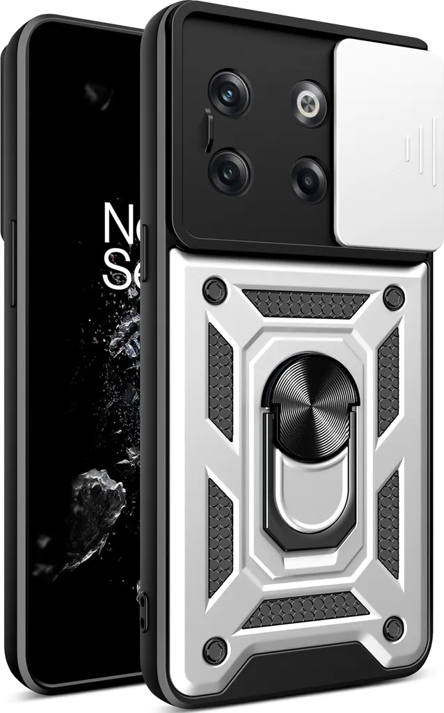Cover OnePlus 10T Shockproof Silver: Protezione Militare e Anello