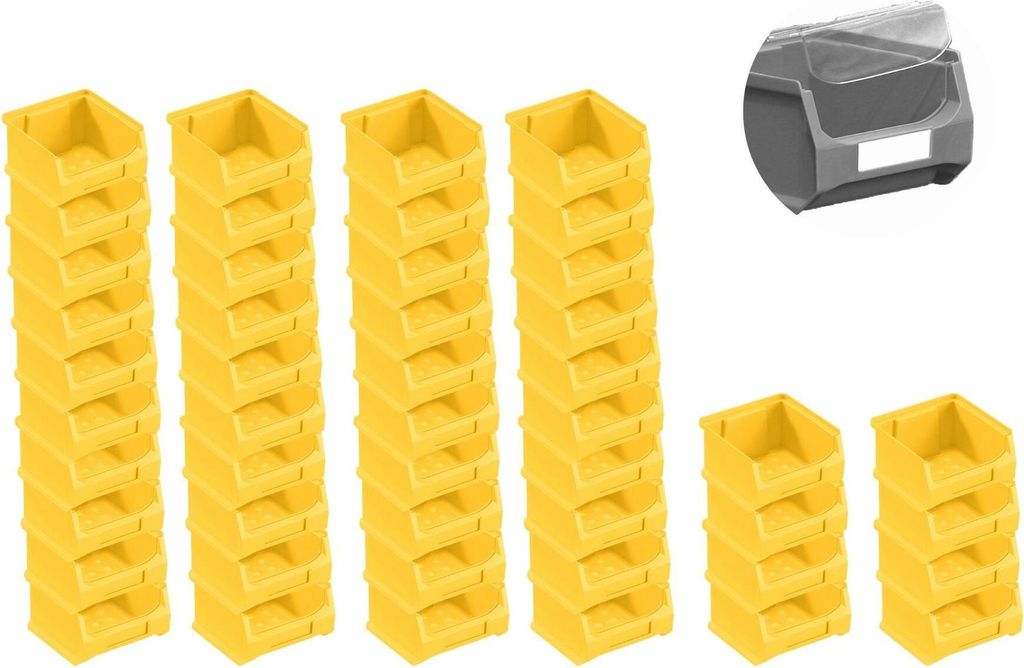 SuperSparSet 48x Gelbe Sichtlagerbox 1.0 mit Abdeckung | HxBxT 6x10x10cm | 0,4 Liter | Sichtlagerbehälter, Sichtlagerkasten, Sichtlagerkastensorti...