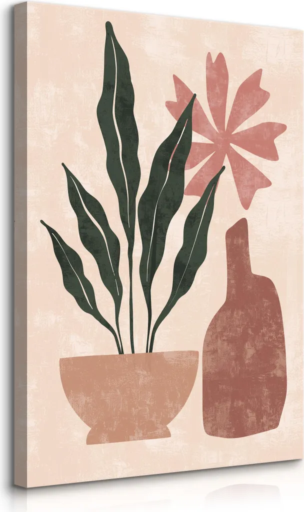 Decorazione Parete Sala Pranzo Boho | Tela Piante 80x120cm Muralo