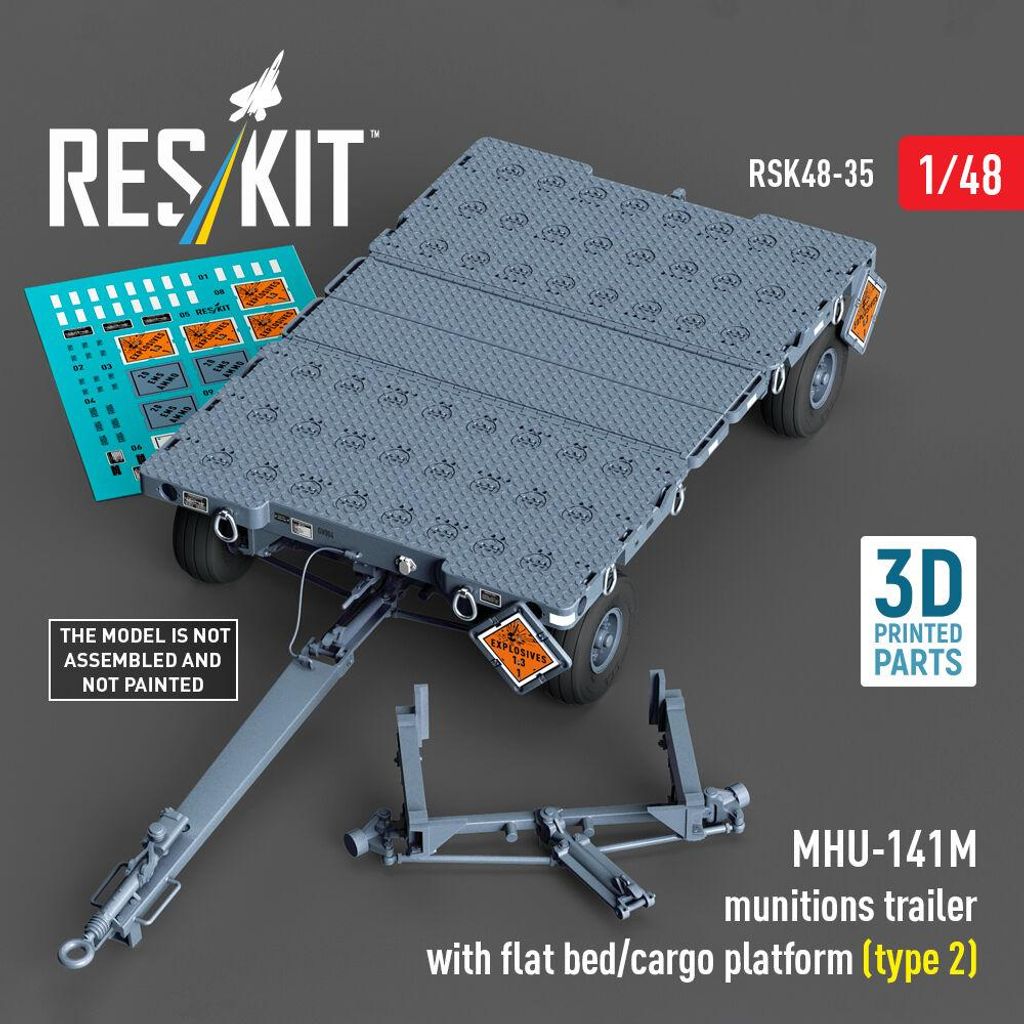 ResKit RSK48-0035 - 1:48 MHU-141M munitions trailer with flat bed/cargo platform (type 2) (3D Printed model kit)