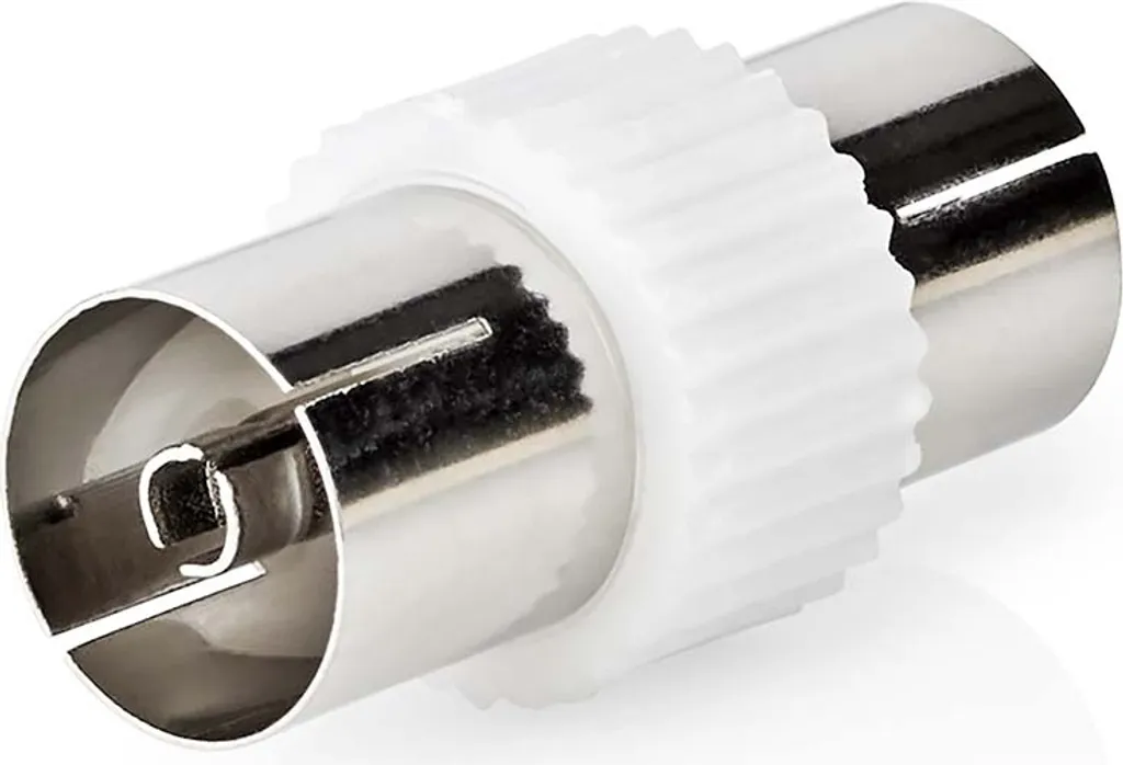 Connettore TV IEC Femmina 75 Ohm | Adattatore Coassiale Nichelato Bianco - 1