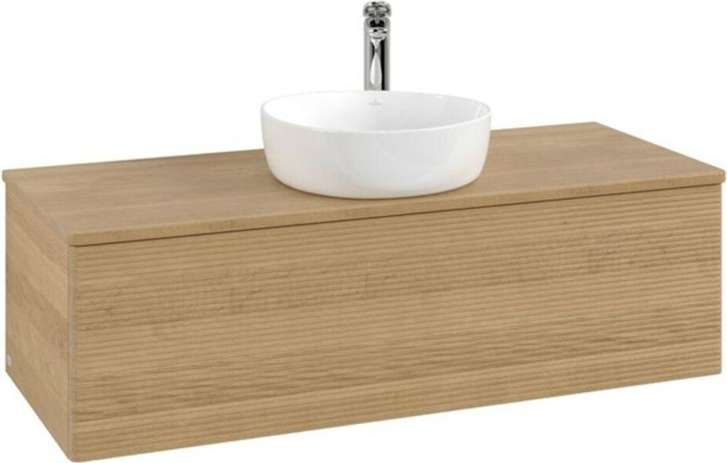 V&B Waschtischunterschrank mit Frontstruktur, mit Beleuchtung Antao 120x36x50cm, HL, WBP hon. Oa, hon. Oa