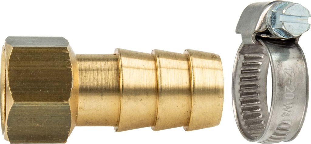 tecuro Schlauchtülle mit IG 3/4 Zoll x Tülle Ø 25 mm, inkl. W4 Schlauchschelle 25-40 mm