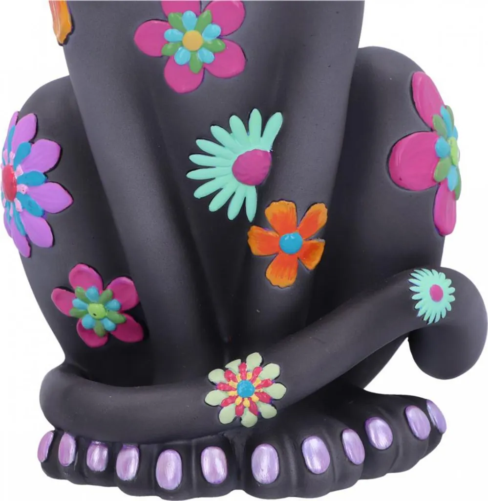 Statue Chat Multicolore Hippy Kitty en Polyrésine Finition Premium - 6