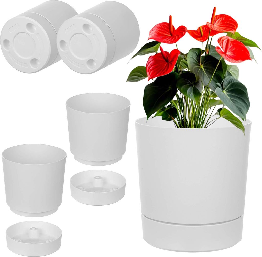KADAX Blumentopf mit Ständer AURA 145 weiß 2er-Pack