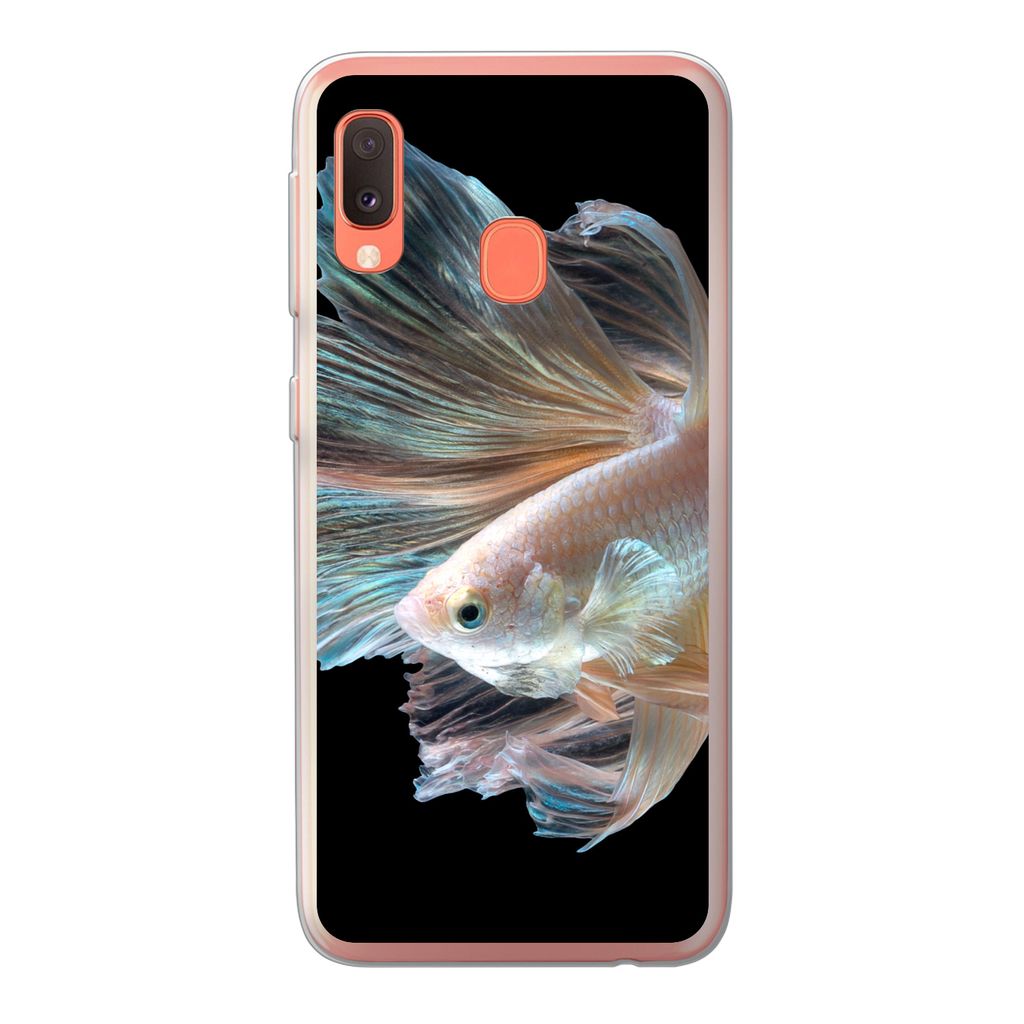 MuchoWow Handyhülle Schutzhülle Hülle für Samsung Galaxy A20e Fisch - Schwanz - Schwarz Silikon Softcase Handy Hülle - Abdeckung