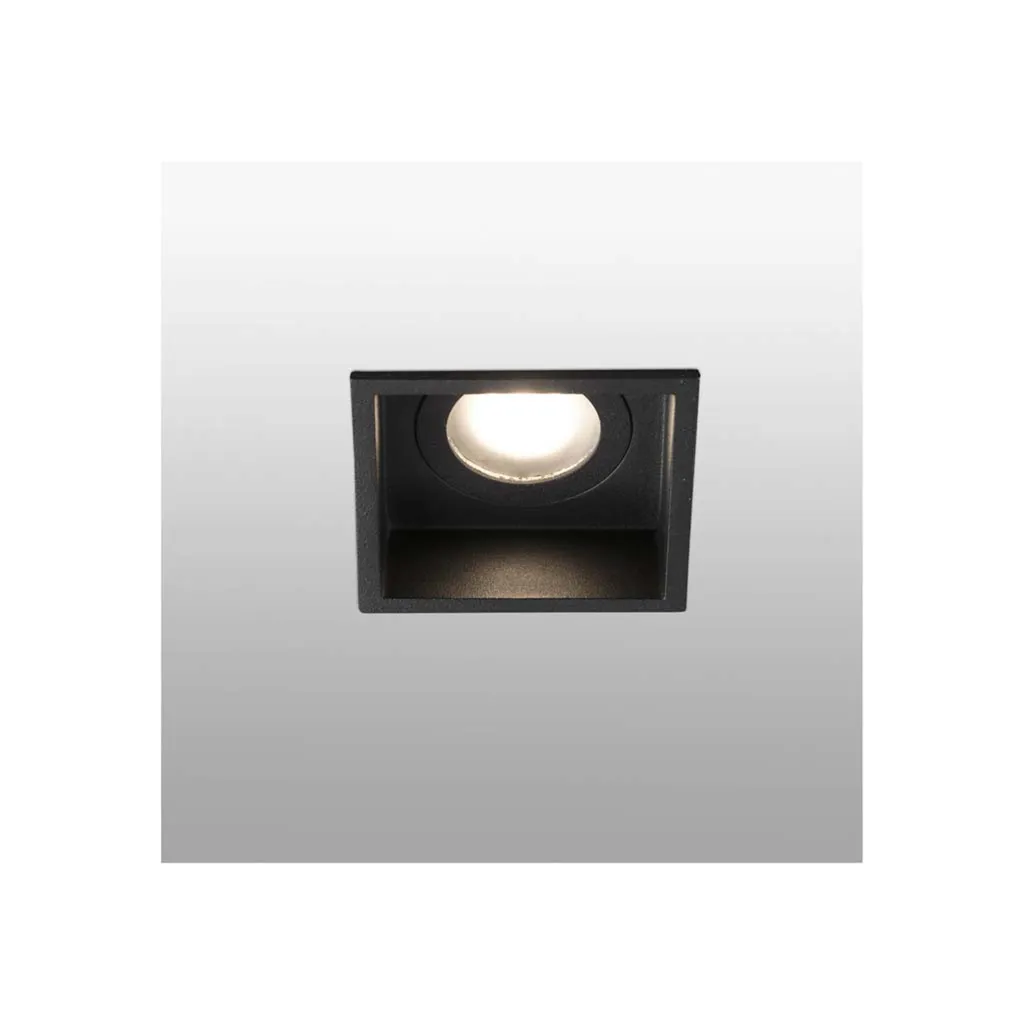 Downlight Carré Noir GU10 IP44 HYDE : Idéal pour Salle de Bain et Cuisine