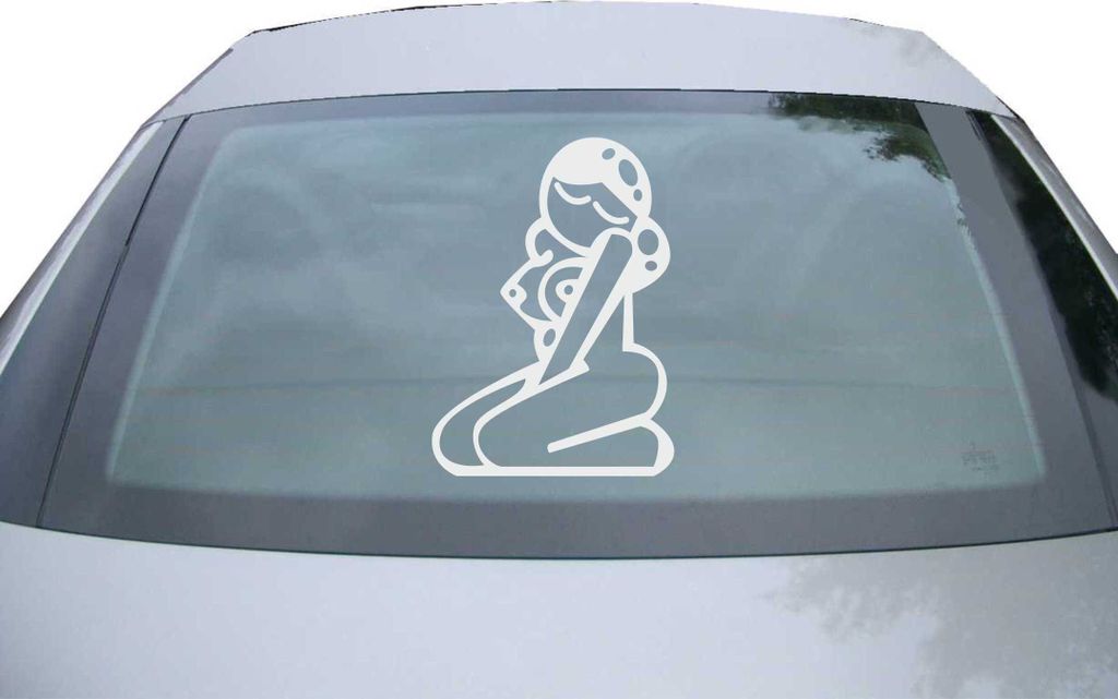 Indigos UG - Aufkleber Heckscheibe & Motorklappe DE6126 - silber - 600x428 mm - sexy girl - Auto Scheiben Fenster Heckklappe Tuning Racing JDM - Di...