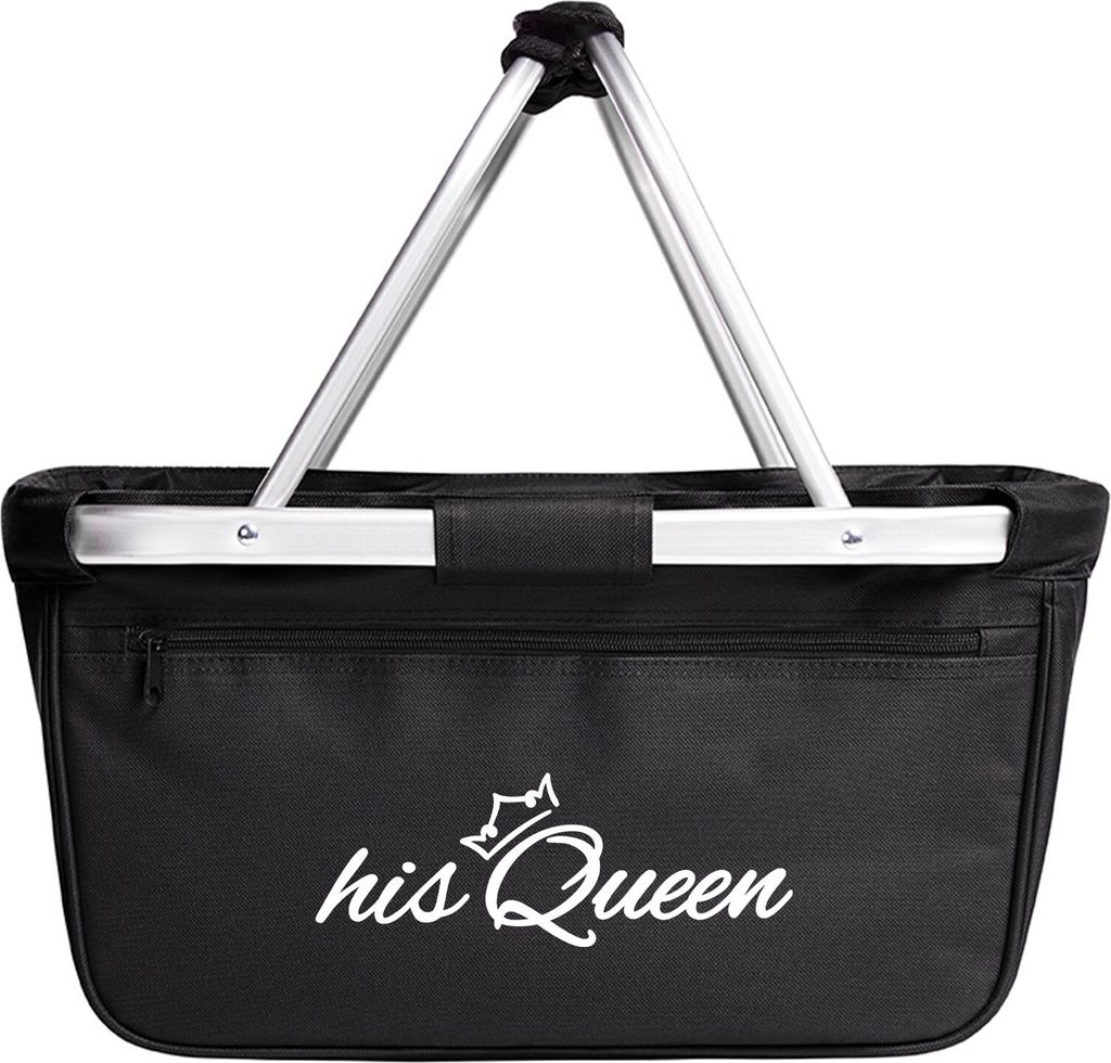 Huuraa Einkaufskorb his Queen Krone 20 Liter Black faltbarer Tragekorb Geschenkidee