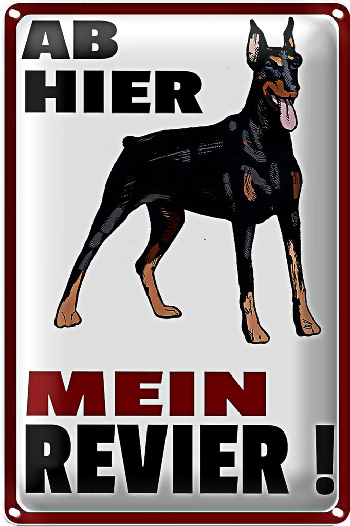 Blechschild Hinweis 18x12cm ab hier mein Revier Hund