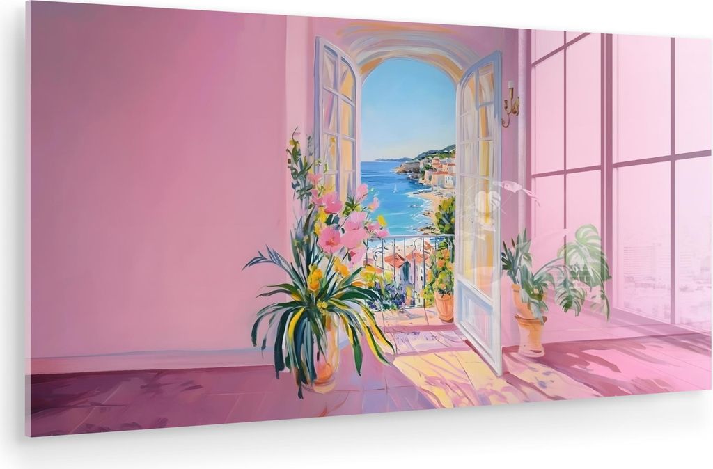 MuchoWow Glasbilder - Bilder auf Wandbild - Foto auf Glas Rosa - Außen - Farbe 120x60 cm Wanddekoration aus Glas - Acrylglasbild - Acrylbilder - A...