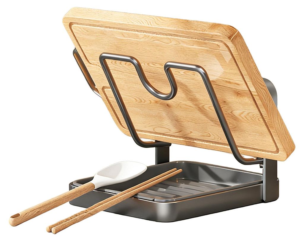 Aufbewahrungsgestell für Topfdeckel mit Abtropfschale, U-förmige Nut für sicheren Halt der Deckel, vielseitiger Küchenutensilien-Organizer