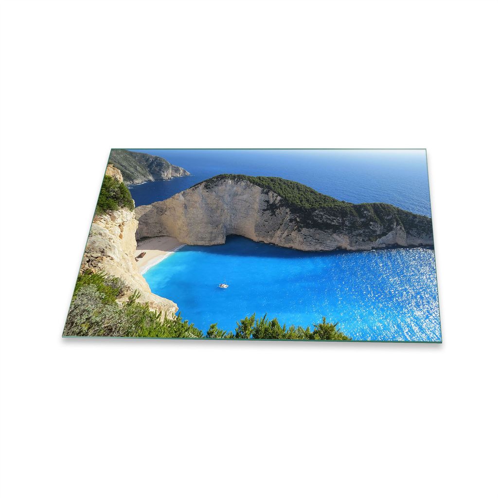 Herdabdeckplatte Glaskeramik 1 Teilig 80x52 Meer Blau Abdeckung Glas Spritzschutz Deko