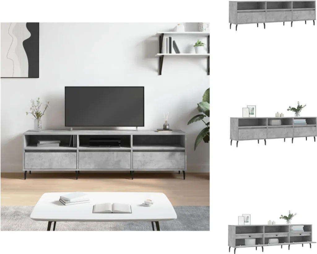 Mobile TV vidaXL Grigio Cemento 150cm | Supporto Multimedia 6 Vani - 1