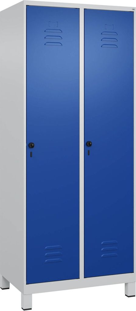 C+P Garderobenschrank "Classic Plus", Abteilbreite 40 cm, mit Füßen, Enzianblau (RAL 5010), 195x80x50 cm/ 2 Fächer