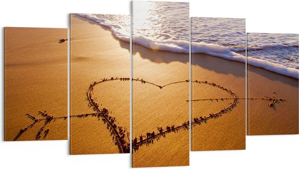 Bild auf Leinwand - Leinwandbild - Sommer Meer Sand Strand - 160x85cm - Wand Bild - Wanddeko - Leinwanddruck - Bilder - Kunstdruck - Wanddekoration...