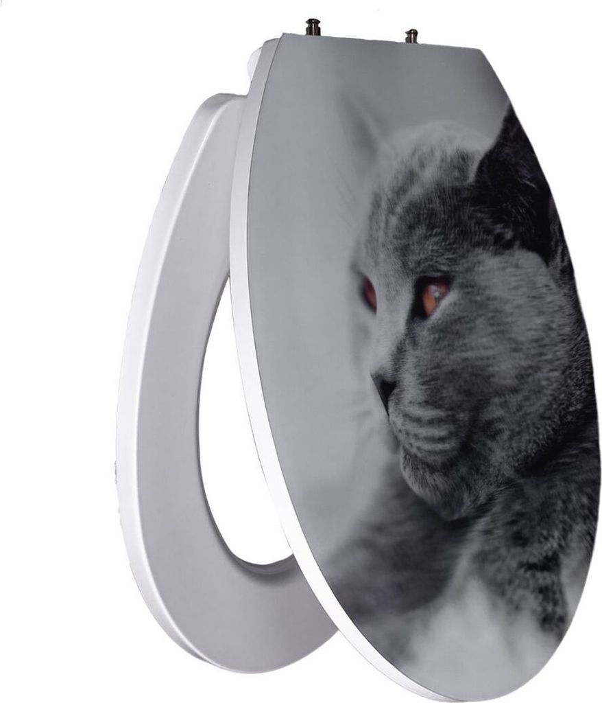 Primaster WC-Sitz mit Absenkautomatik Katze 3D weiß