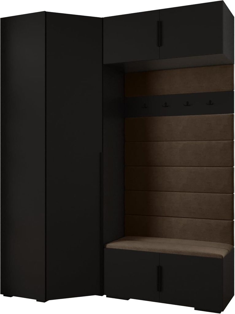 MEBLE KRYSPOL Inova 1 Möbelset Garderobe, 236,7x181,7x47cm - Schwarz, Manila 04, Schwarz