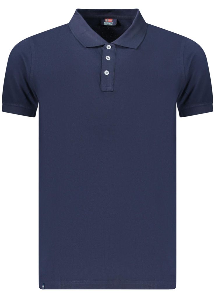 Polohemd Herren Blau - Kurzarm, Applikationen, 3 Knöpfe