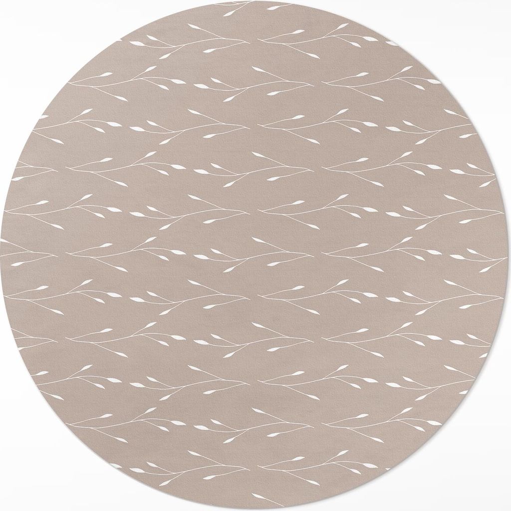 Feine zarte Boho-Blätter und Zweige– Vinylteppich – Indoor Teppich – Flur – Pflegeleicht – Runder Teppich – PVC Teppich – Outdoor Te...