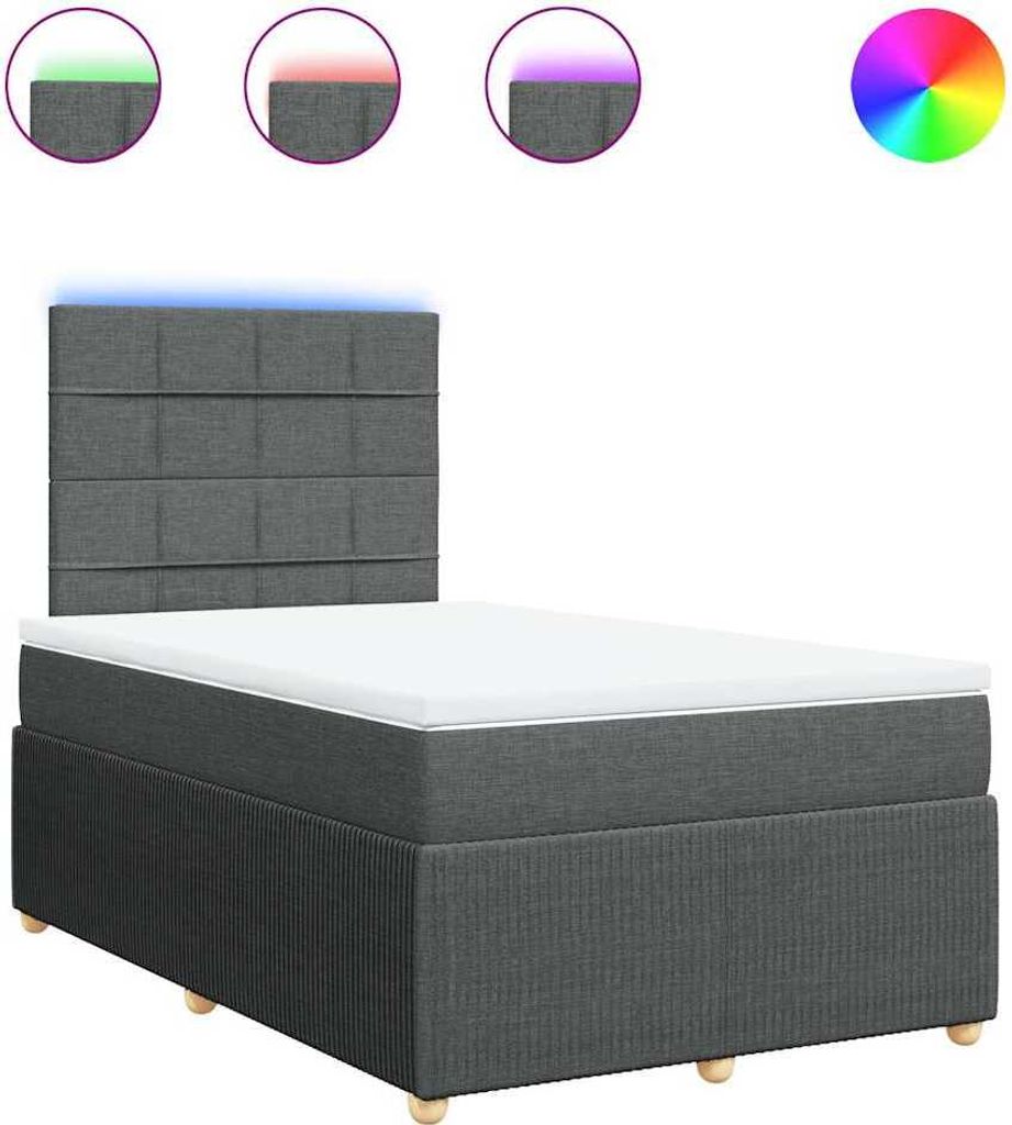 vidaXL Boxspringbett mit Matratze Dunkelgrau 120x190 cm Stoff