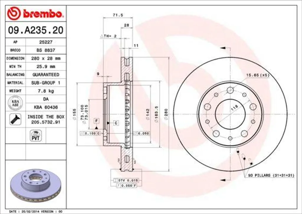 Disque de frein anti-vibration Brembo 4249K2 pour Ducato et Jumper
