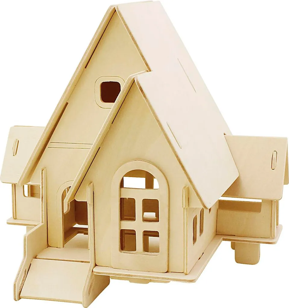 Maquette maison en bois avec garage, kit de construction créatif DIY