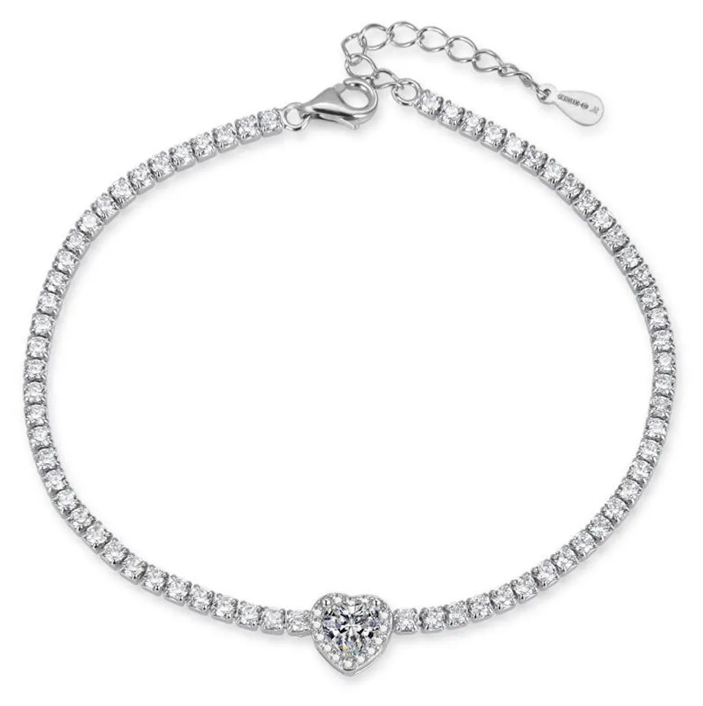 Bracelet de tennis argent anti-ternissement cœur élégant AGB773/21