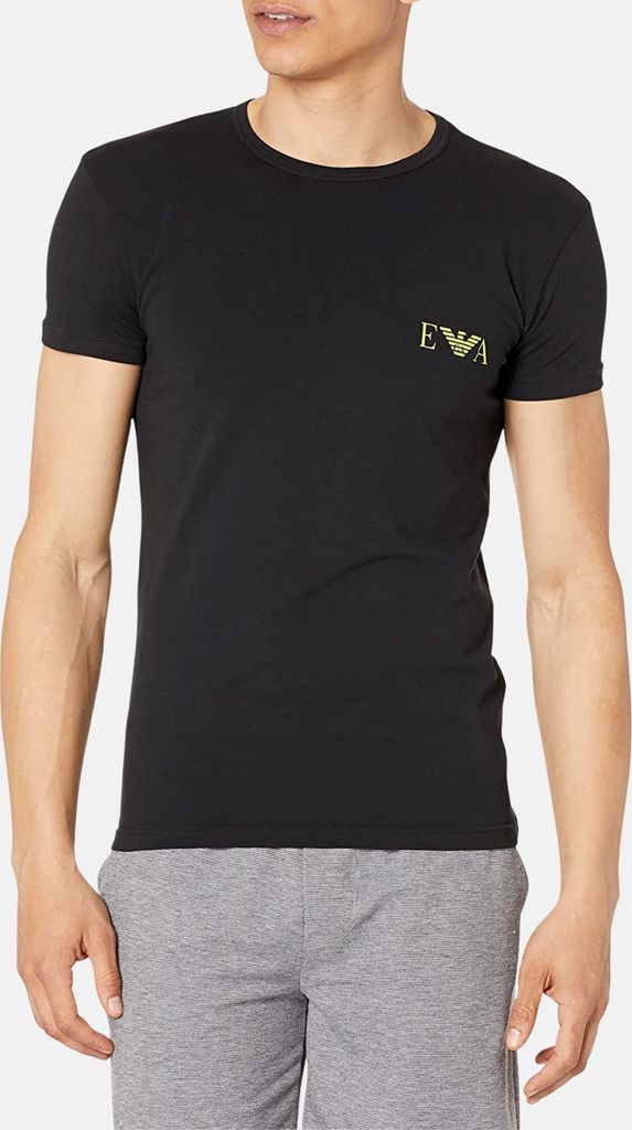 EMPORIO ARMANI Herren T-Shirt 2er Pack Halbarm Rundhals Stretch Baumwolle Artikel 111267 3R717, EUR L - CN 175/96A - BR G - MX G, Cotone 95%,Elasth...