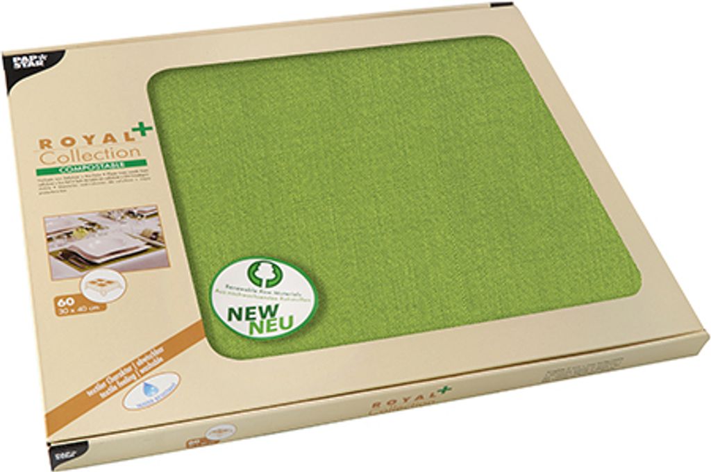 Papstar Wasserdichte Tischsets PV-Tissue, olivgrün "ROYAL Produktbild 