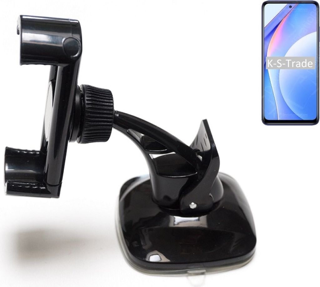 K-S-Trade kompakte Handy-Halterung Windschutzscheibe kompatibel mit Xiaomi Mi 10T Lite Armaturenbrett schwarz Autohalterung KFZ Halter