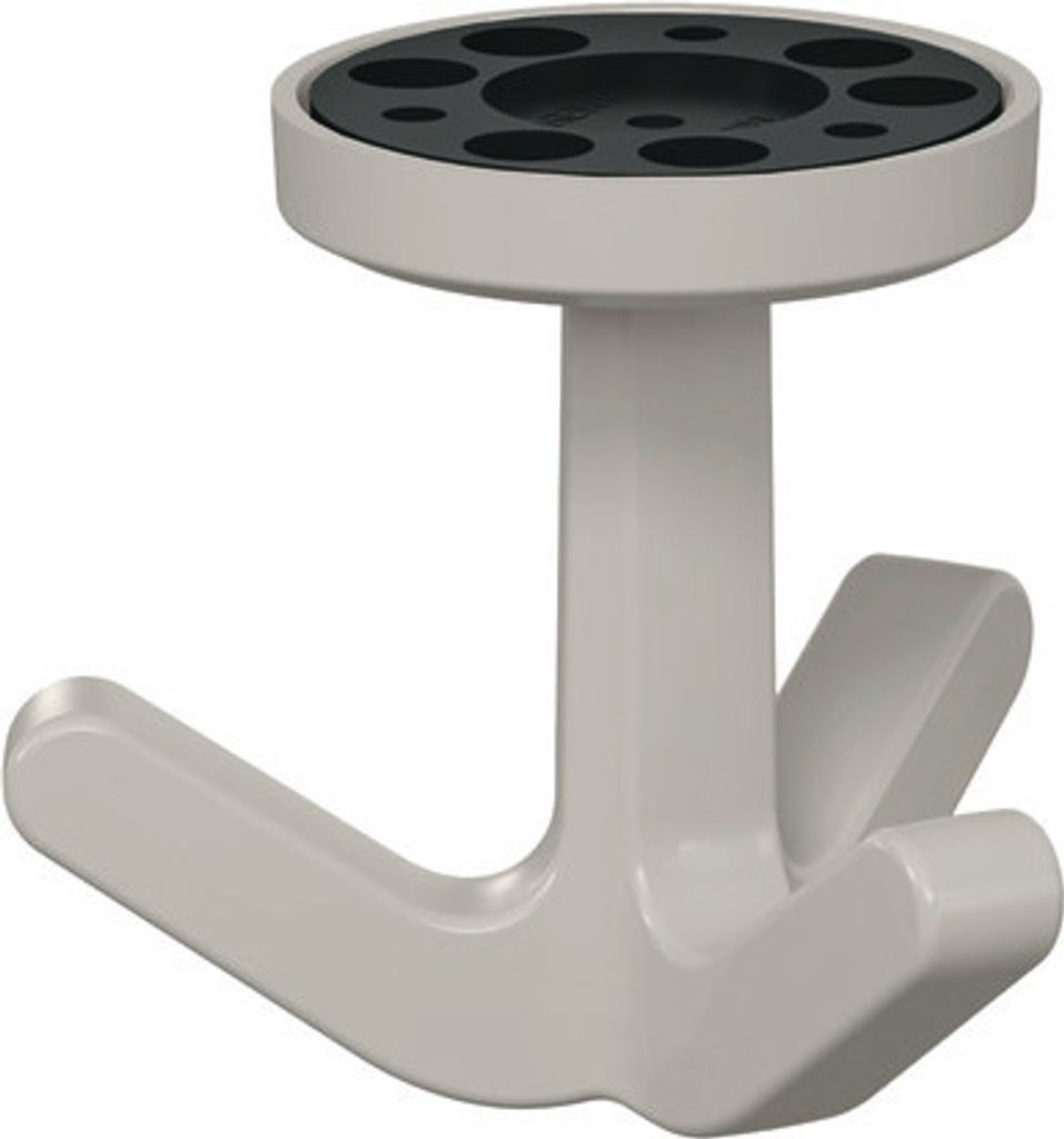 HEWI Dreifachhaken, Polyamid, hochglänzend, Höhe 69 mm, Breite 80 mm, Rosettendurchmesser 51 mm., in HEWI Farbe 97 (Lichtgrau)