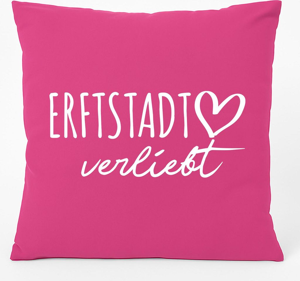 Huuraa Kissen Erftstadt verliebt 40x40cm mit Füllung Fuchsia Baumwolle Dekokissen Geschenkidee