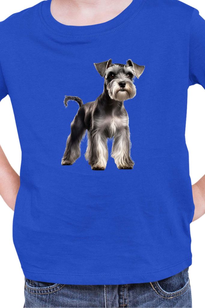 Kinder T-Shirt Dogs Breeds Miniature Schnazuer Dog Breed 005, 9-11 Jahr - 140 / Blau