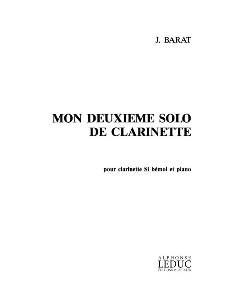 Barat Jacques Mon 2Eme Solo De Clarinette Clarinette Sib Et Piano