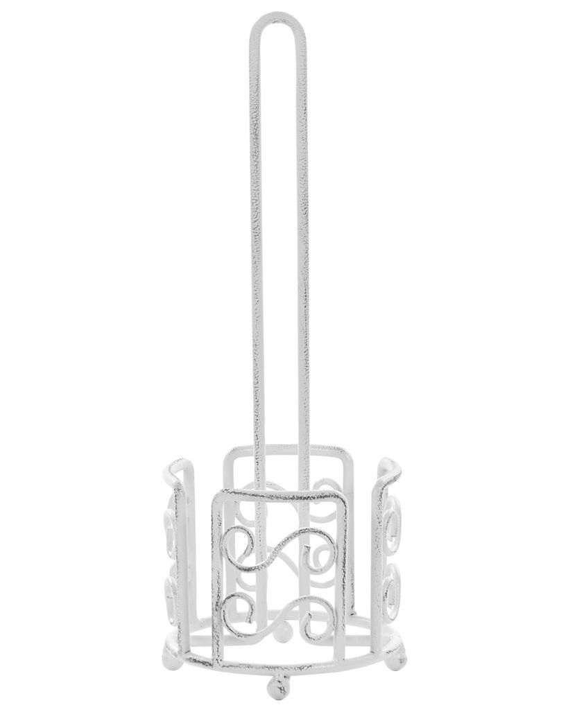 BELIANI Toilettenpapierständer Weiß Metall Antik Optik Vintage freistehend Gäste-WC Badezimmer Bad Ausstattung Accessoires WC Garnitur Möbel