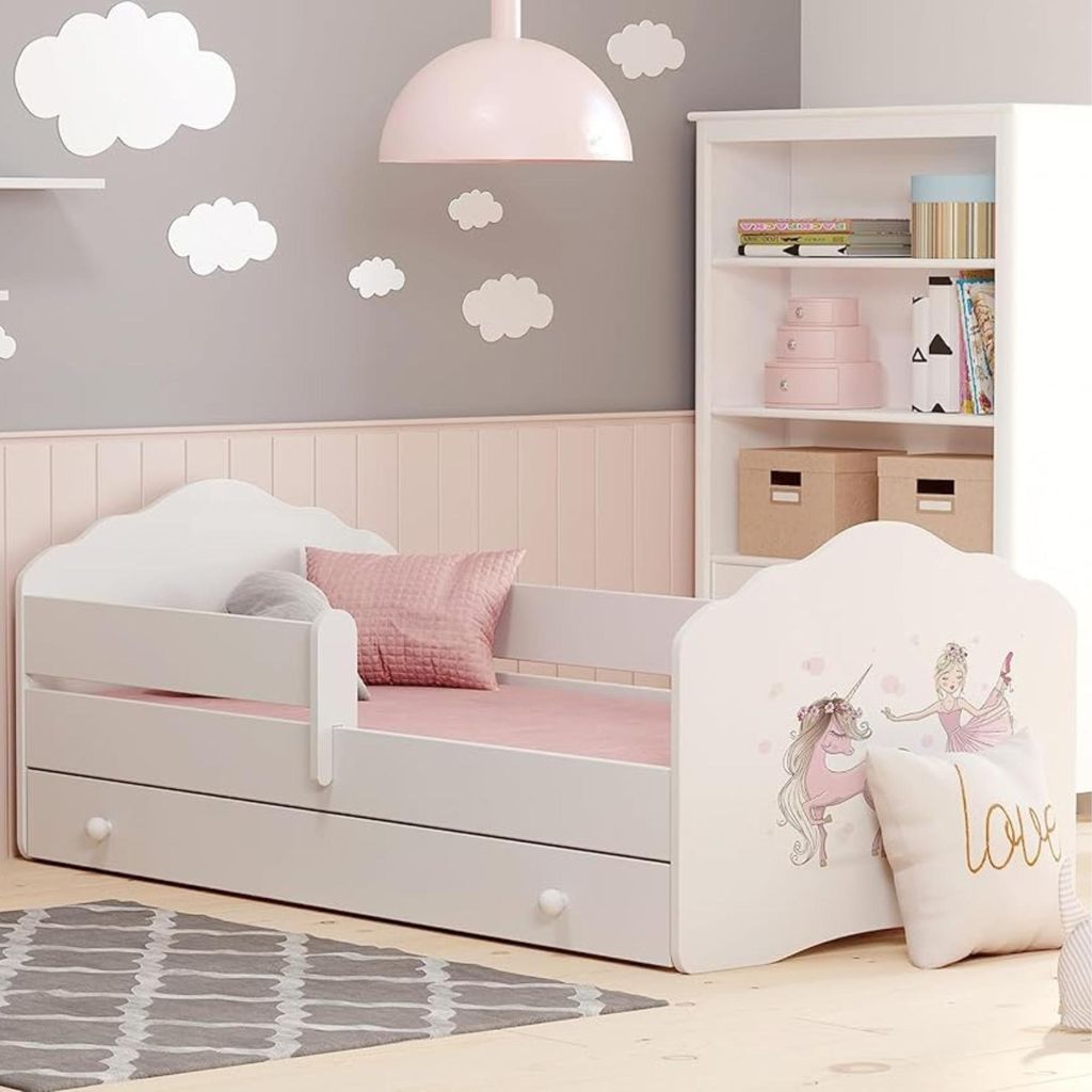 Kinderbett 80x160 cm mit Matratze und Schublade Lattenrost Produktbild 