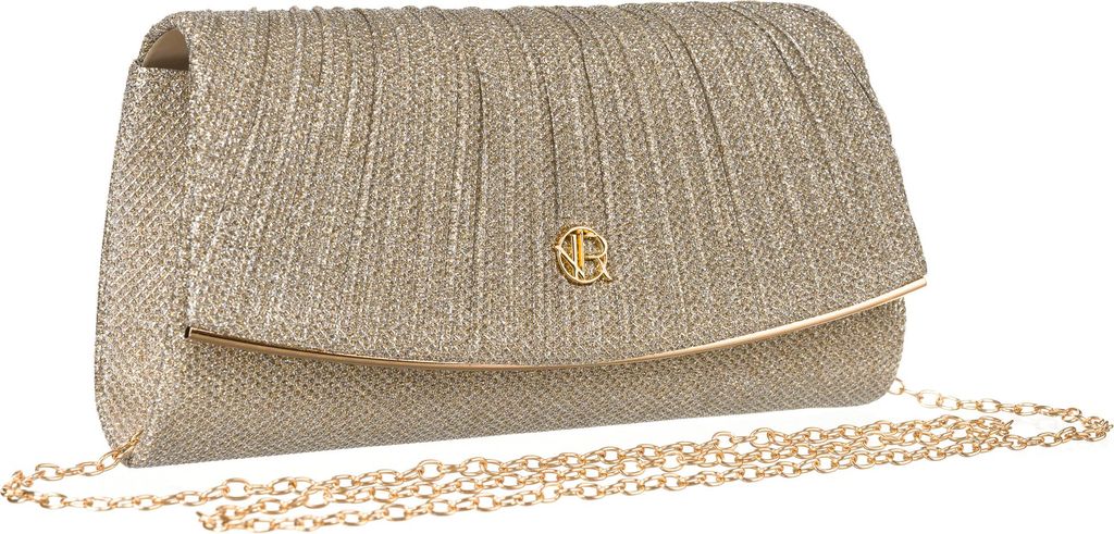 Rovicky Damen Clutch Hellgold mit Kette
