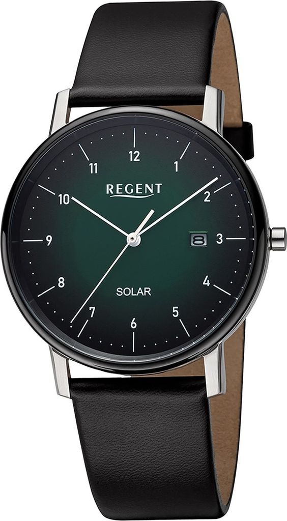 Regent Leder Herren Uhr Armbanduhr Quarz schwarz Lederarmband D2URF1548