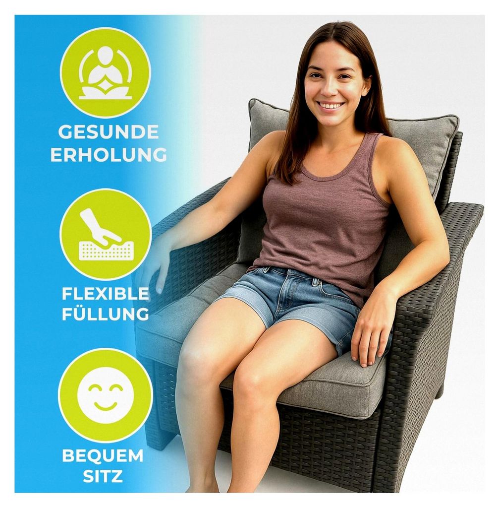 Kissen für Loungemöbel | Quadratische Sitzkissen 40x40 für den Außenbereich | Auflagen, Kissen und Polster für Gartenmöbel, Rattanmöbel, Lou...