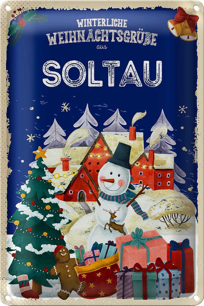Blechschild Weihnachtsgrüße aus SOLTAU 18x12cm