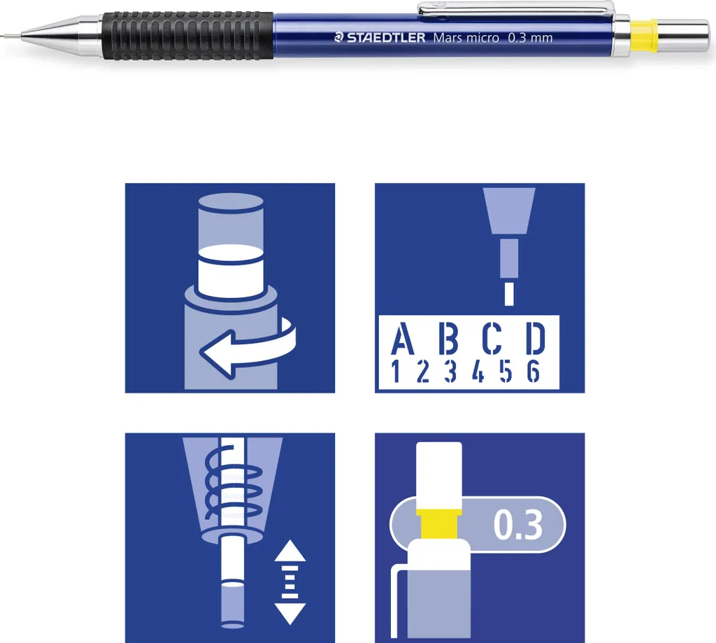 Pack 10 porte-mines 0,3mm STAEDTLER Mars micro pour tracés de précision