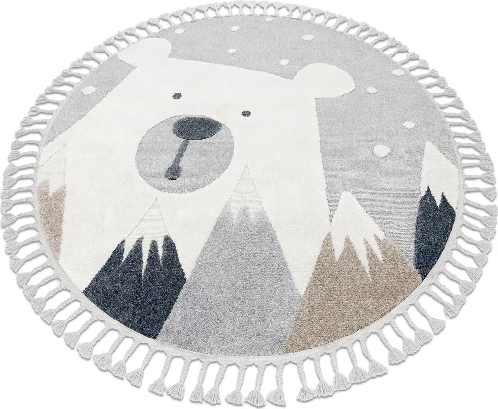 Tapis rond 160cm gris blanc - Confort et éveil sensoriel pour enfants
