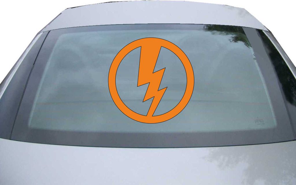 Indigos UG - Aufkleber Heckscheibe & Motorklappe DE2404 - orange - 600x600 mm - Blitz Strom - Auto Scheiben Fenster Heckklappe Tuning Racing JDM - ...